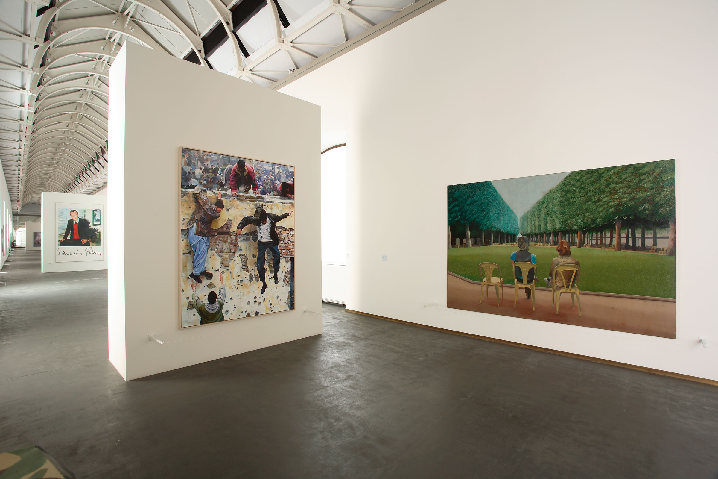 Malcom Morley, Wall Jumpers, 2002; David Hockney, Le Parc des Sources, Vichy, 1971